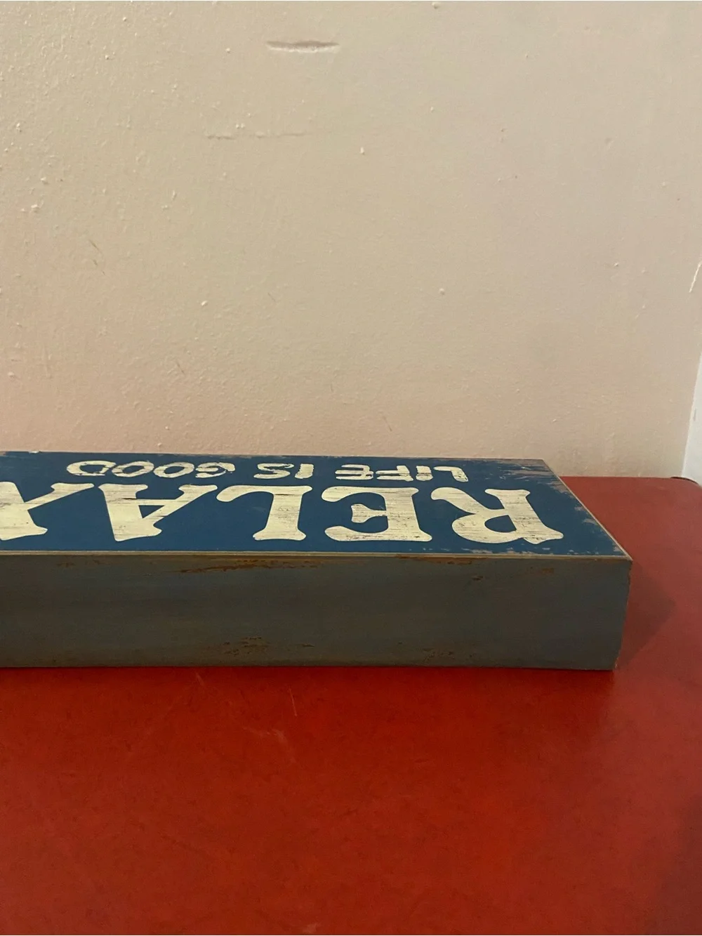 Nautical Farmhouse Rustic‎ Chic Relax Life Is Good Navy and Cream Wooden Sign